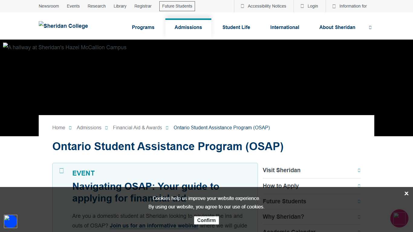 Ontario Student Assistance Program (OSAP) Financial Aid & Awards Sheridan College